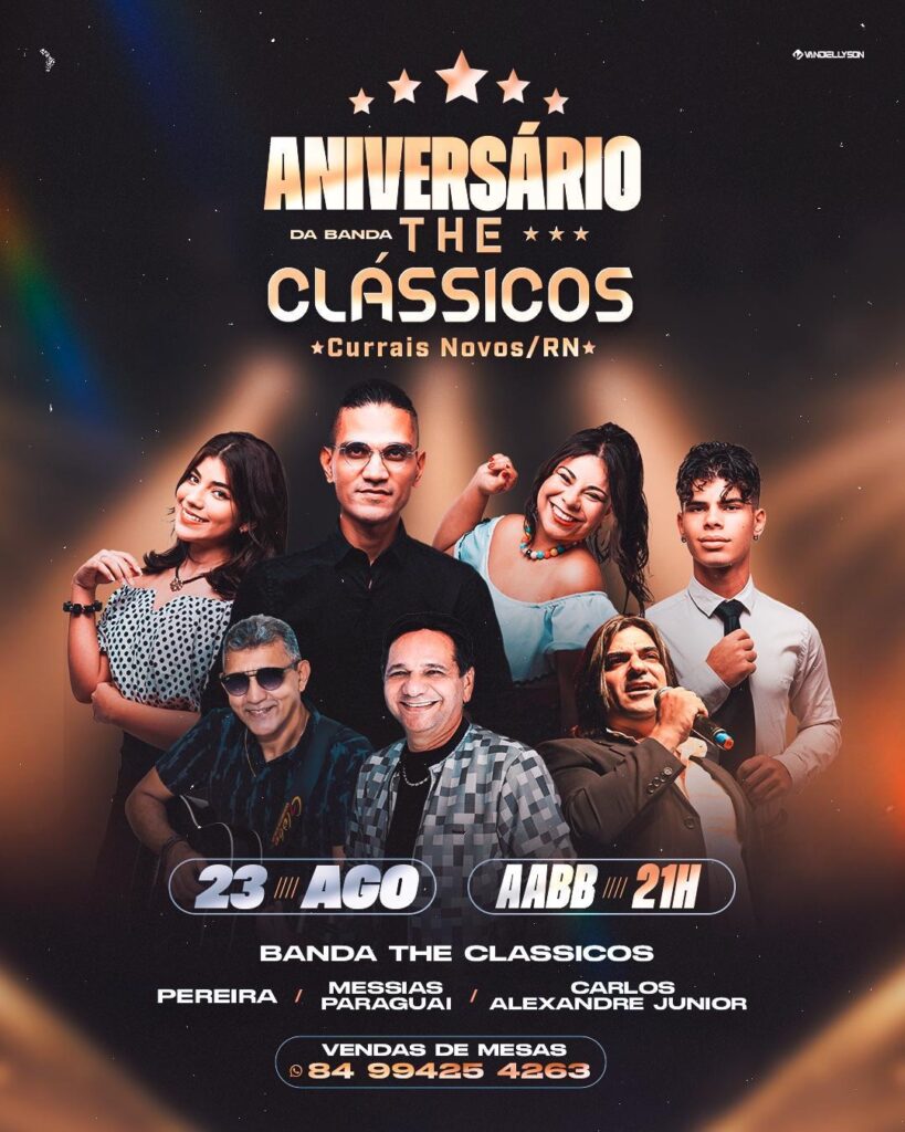 Currais Novos terá noite de festa com o Baile de Aniversário da banda The Clássicos na AABB