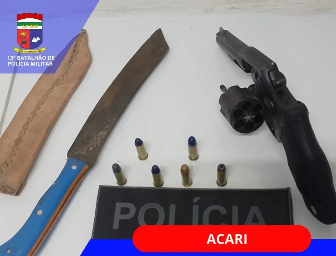 POLÍCIA MILITAR CUMPRE MANDADO DE PRISÃO E APREENDE ARMA DE FOGO EM ACARI/RN