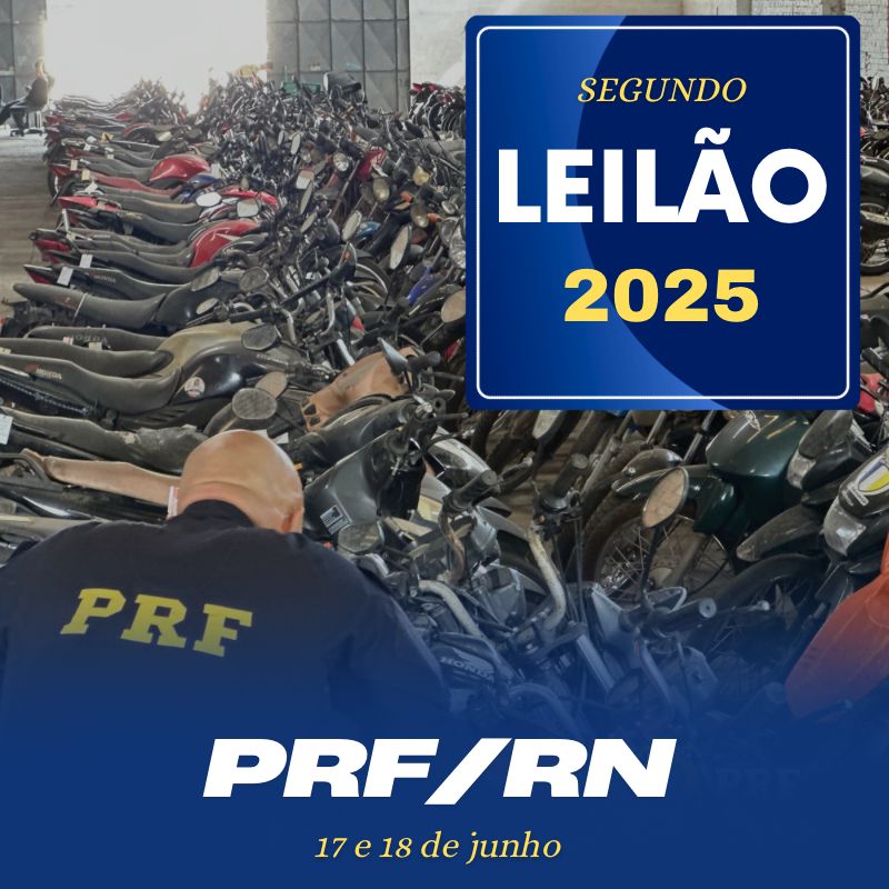 PRF/RN realizará segundo leilão de veículos do ano de 2025