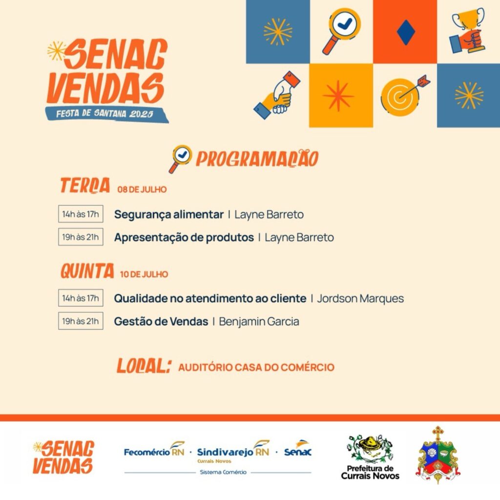 Senac oferece capacitações gratuitas durante a Festa de Sant’Ana 2025 em Currais Novos