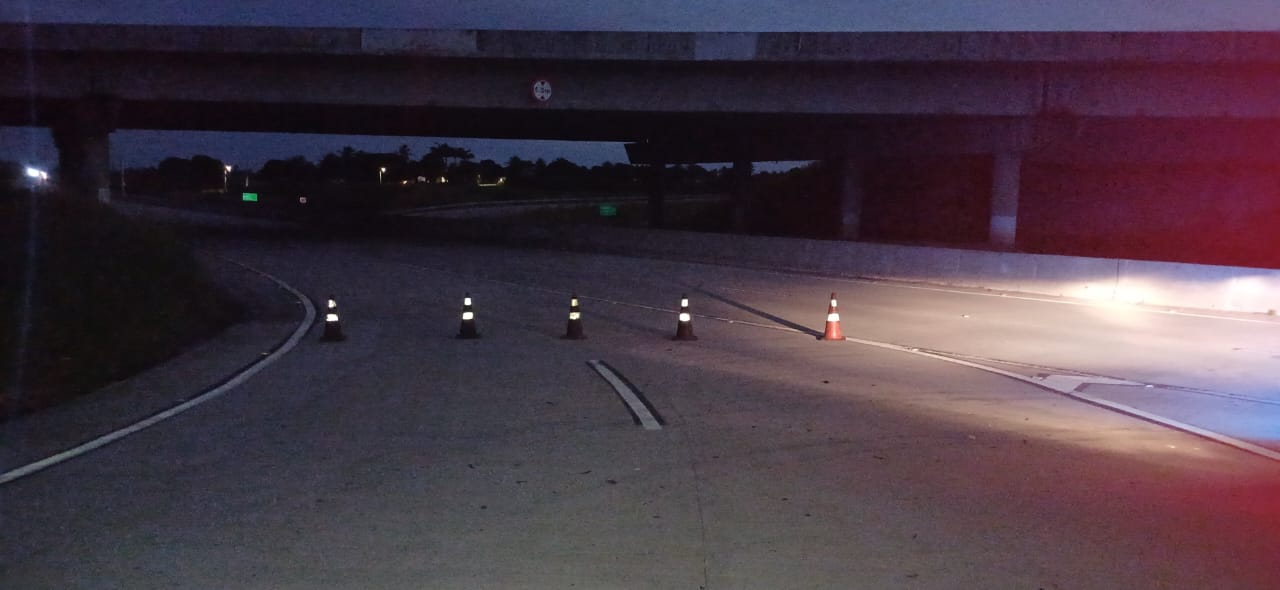 Interdição total da alça de acesso da BR-304 em Macaíba/RN