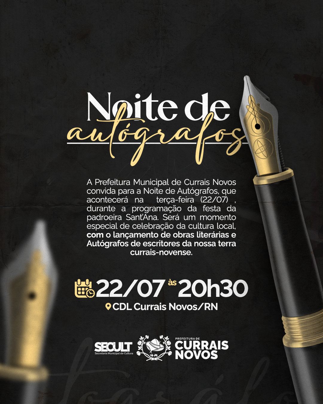 Escritores currais-novenses lançam obras literárias na “Noite de Autógrafos” no próximo dia 22