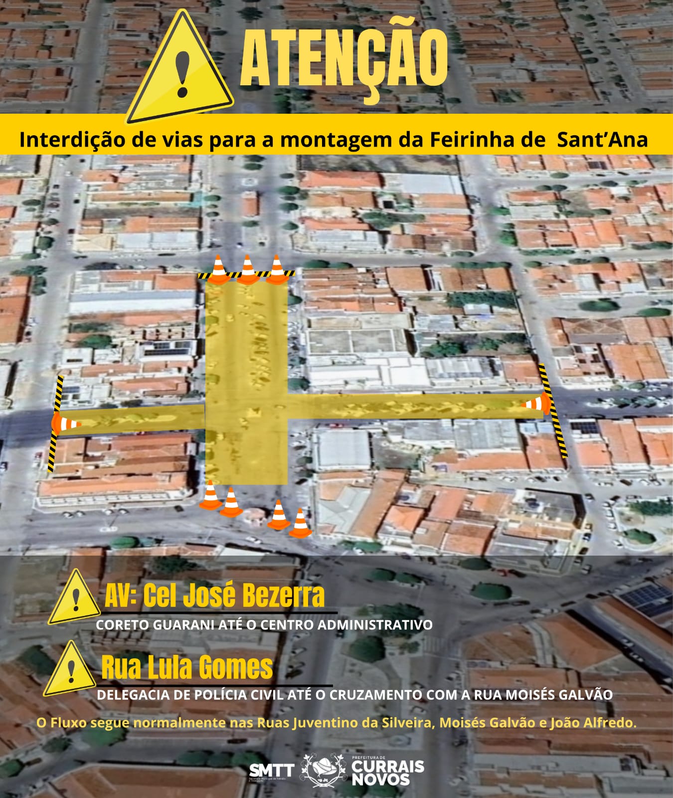 Interdições no Centro de Currais Novos para Montagem da Feirinha de Sant’Ana