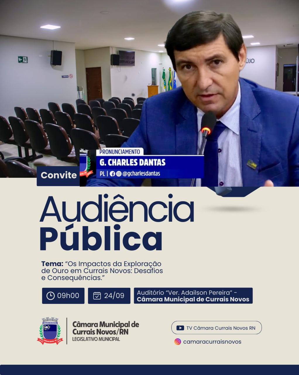 Vereador G Charles Convoca Audiência Pública sobre os Impactos da Exploração de Ouro em Currais Novos