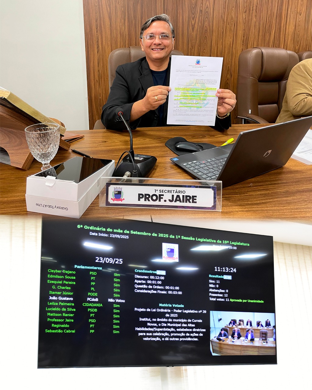 Câmara aprova PL de autoria do Prof. Jaire que institui o Dia Municipal das Altas Habilidades/Superdotação