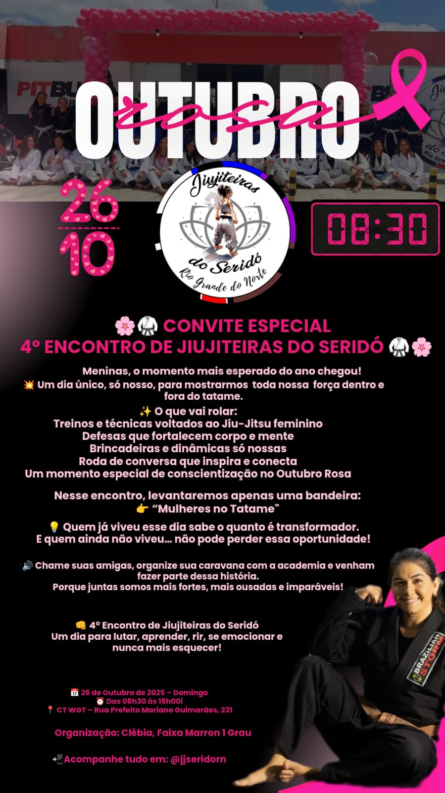 4º Encontro de Jiujiteiras do Seridó será realizado em alusão ao Outubro Rosa