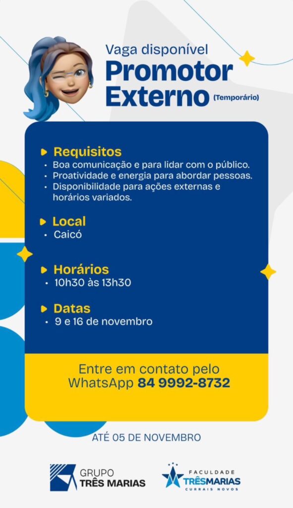 Faculdade Três Marias abre vaga para promotor externo em Caicó