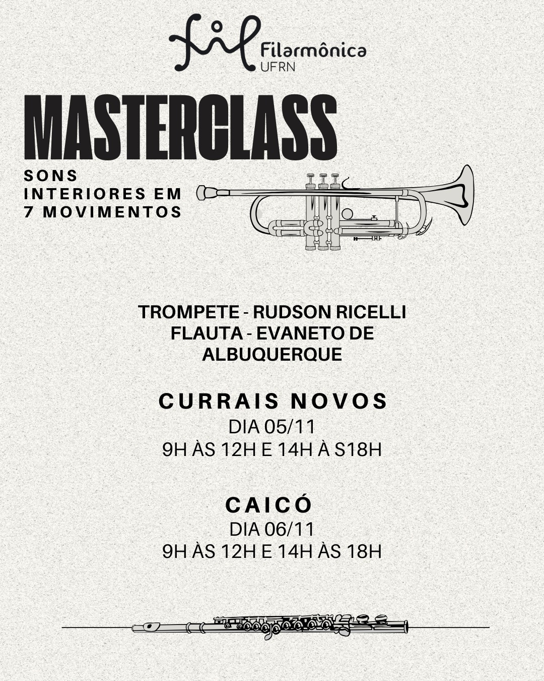 Filarmônica UFRN realiza masterclasses de trompete e flauta no Seridó