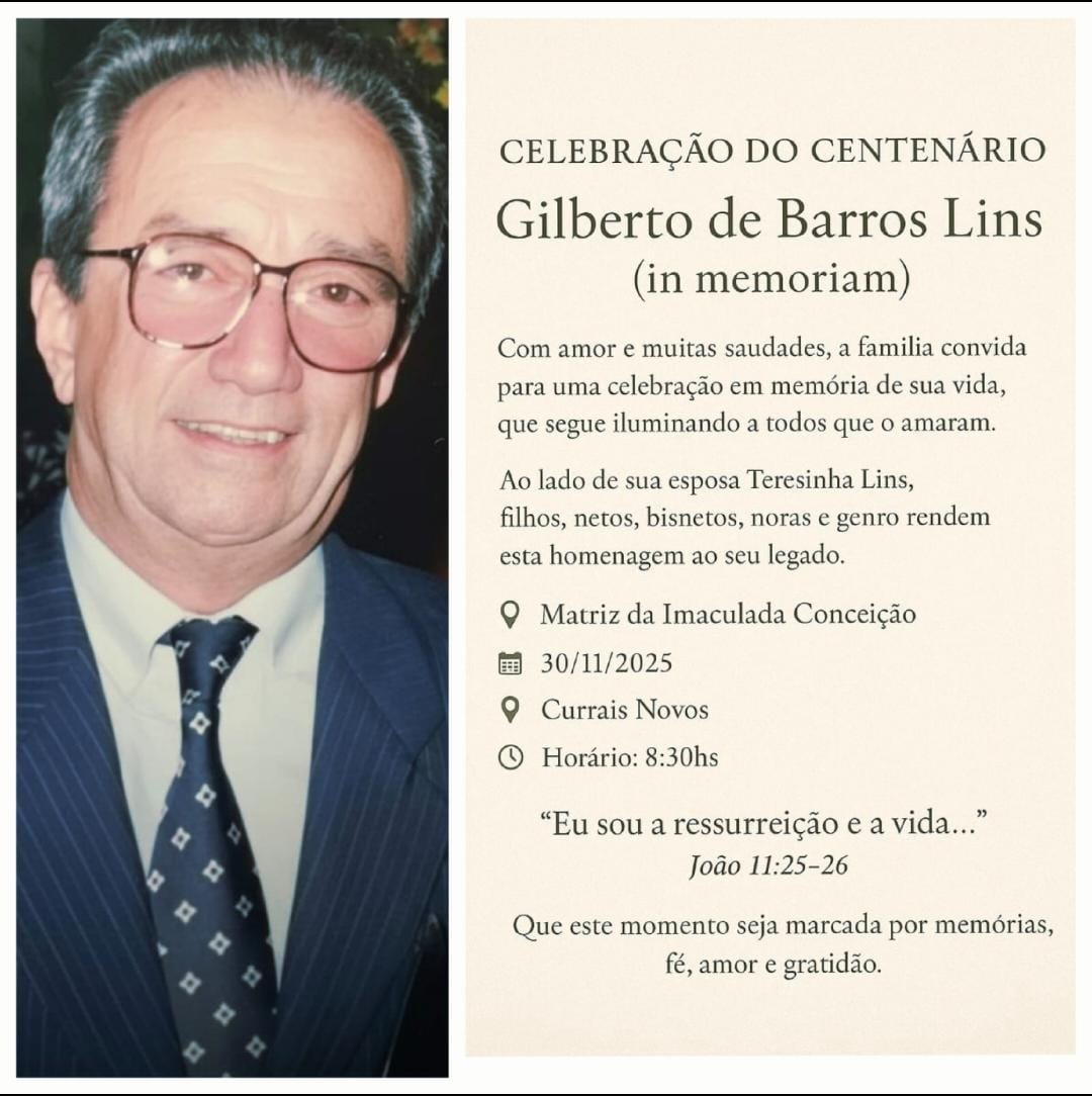 Família celebra centenário do ex-prefeito Gilberto de Barros Lins em Currais Novos
