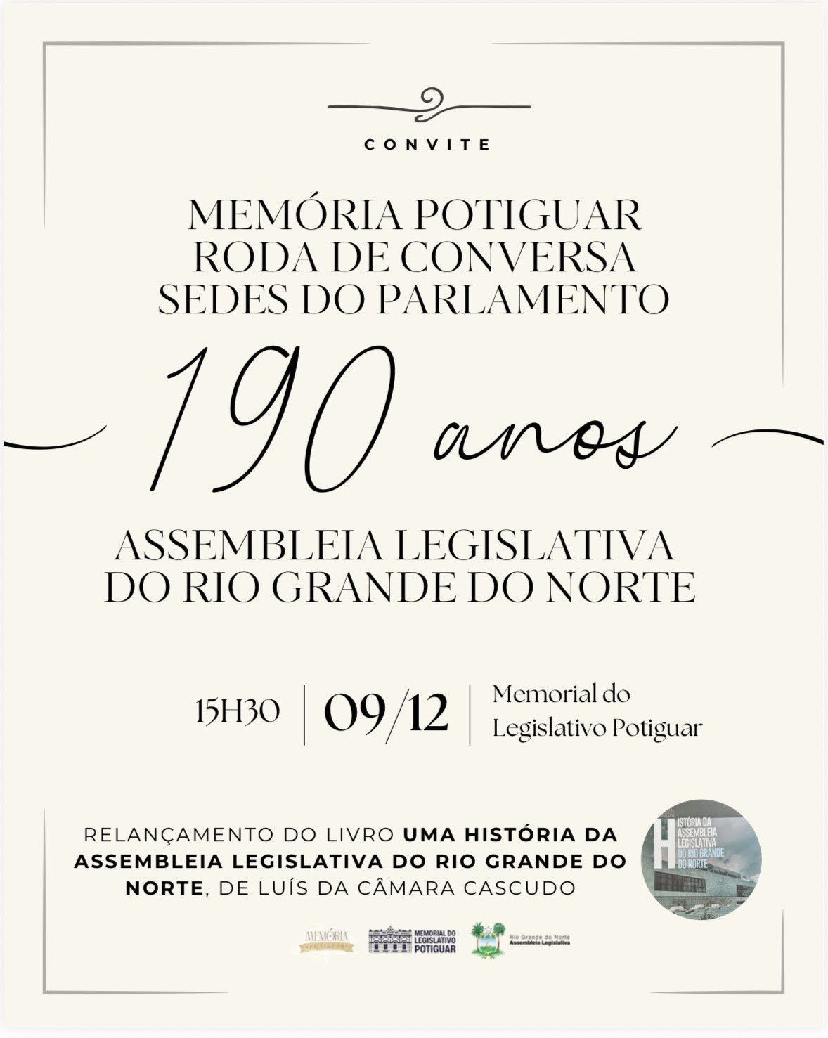 Assembleia Legislativa celebra 190 anos com resgate da história do RN
