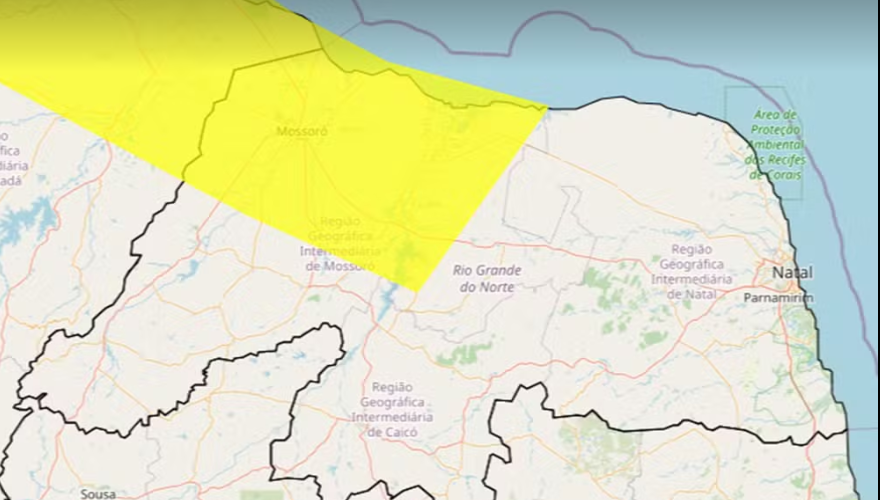 Inmet publica alerta de chuva para 28 municípios do RN; veja lista