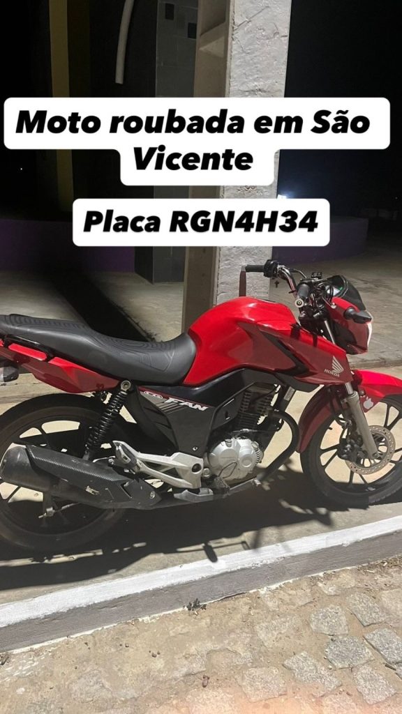Moto é roubada em São Vicente e proprietário pede ajuda da população