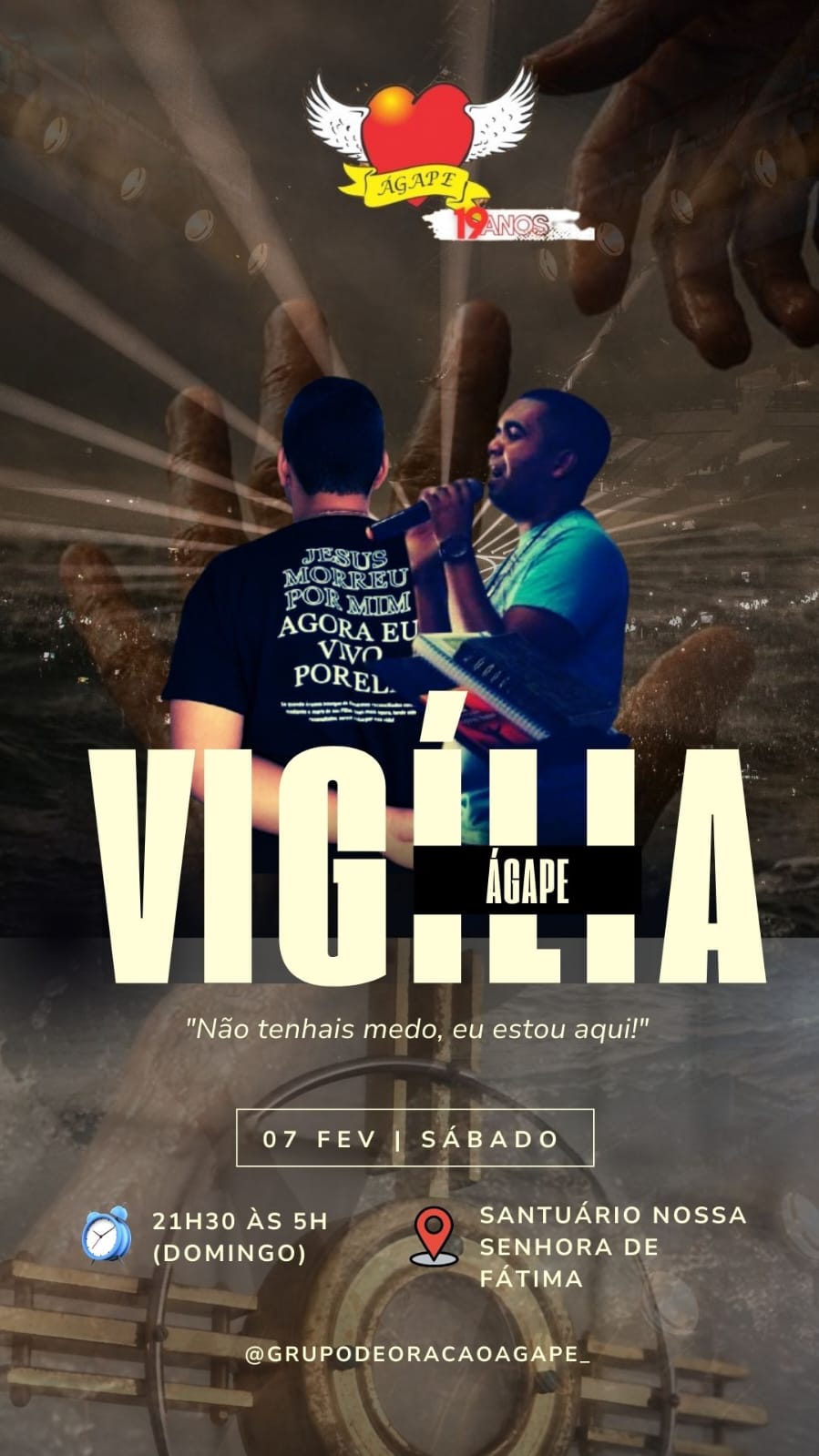 Vigília Ágape está de volta: Grupo de Oração Ágape retoma tradicional encontro no Santuário de Fátima neste sábado (7)