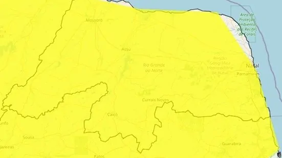 Inmet emite alerta de chuvas intensas para todo o Rio Grande do Norte