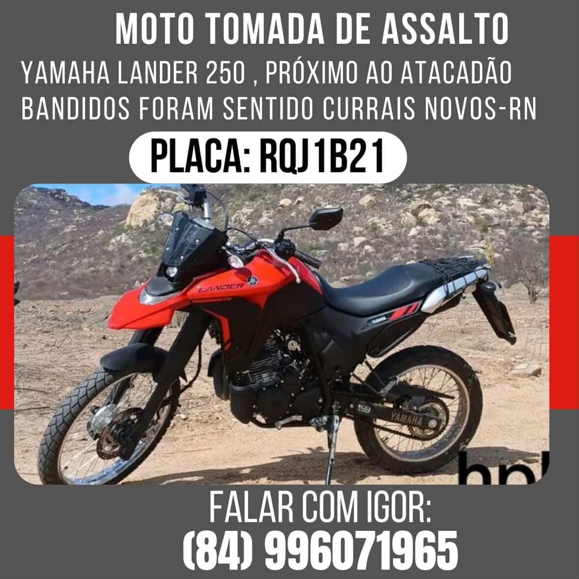 Moto é tomada de assalto em Currais Novos