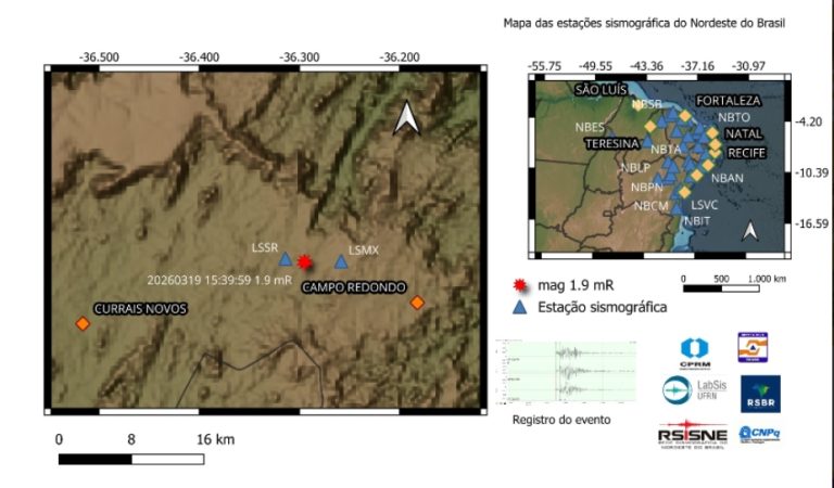 Currais Novos registra sequência de tremores de terra e monitoramento é intensificado