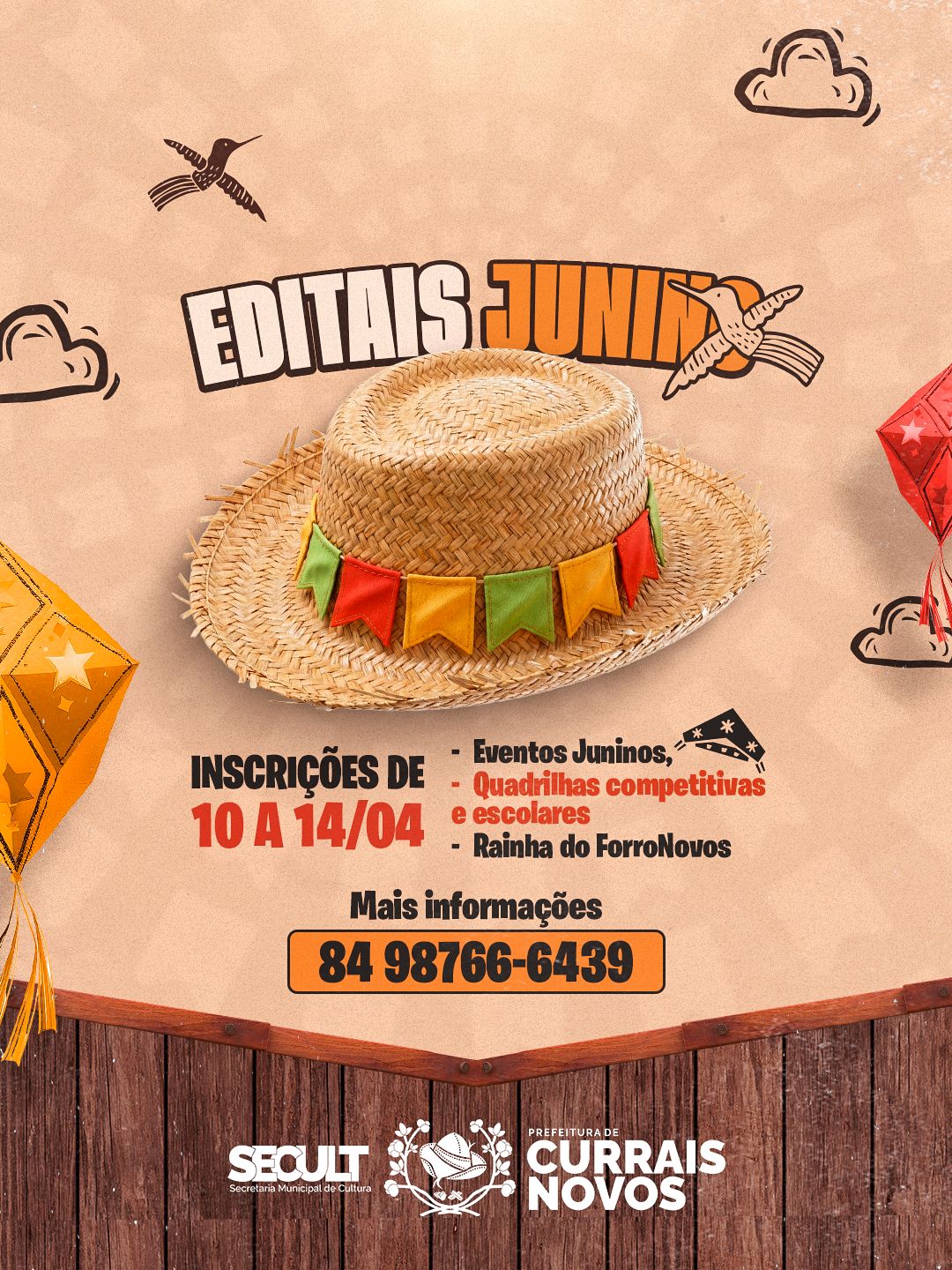 Prefeitura de Currais Novos abre inscrições para Editais Juninos