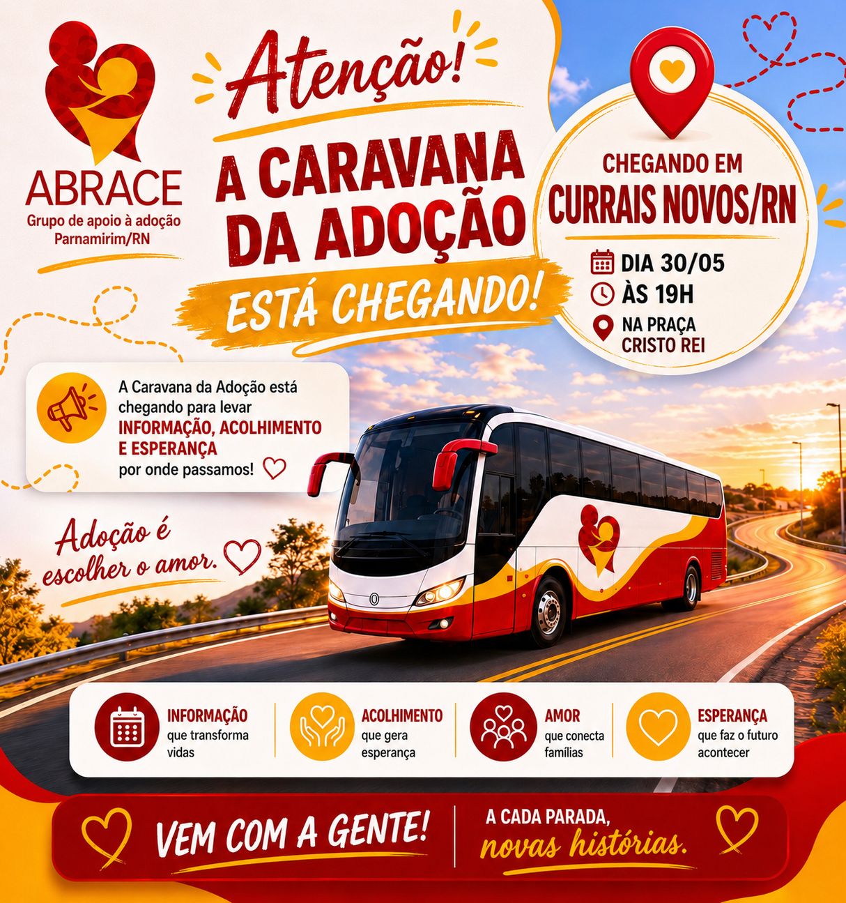 Caravana da Adoção chega a Currais Novos com mensagem de amor e esperança neste sábado (30)