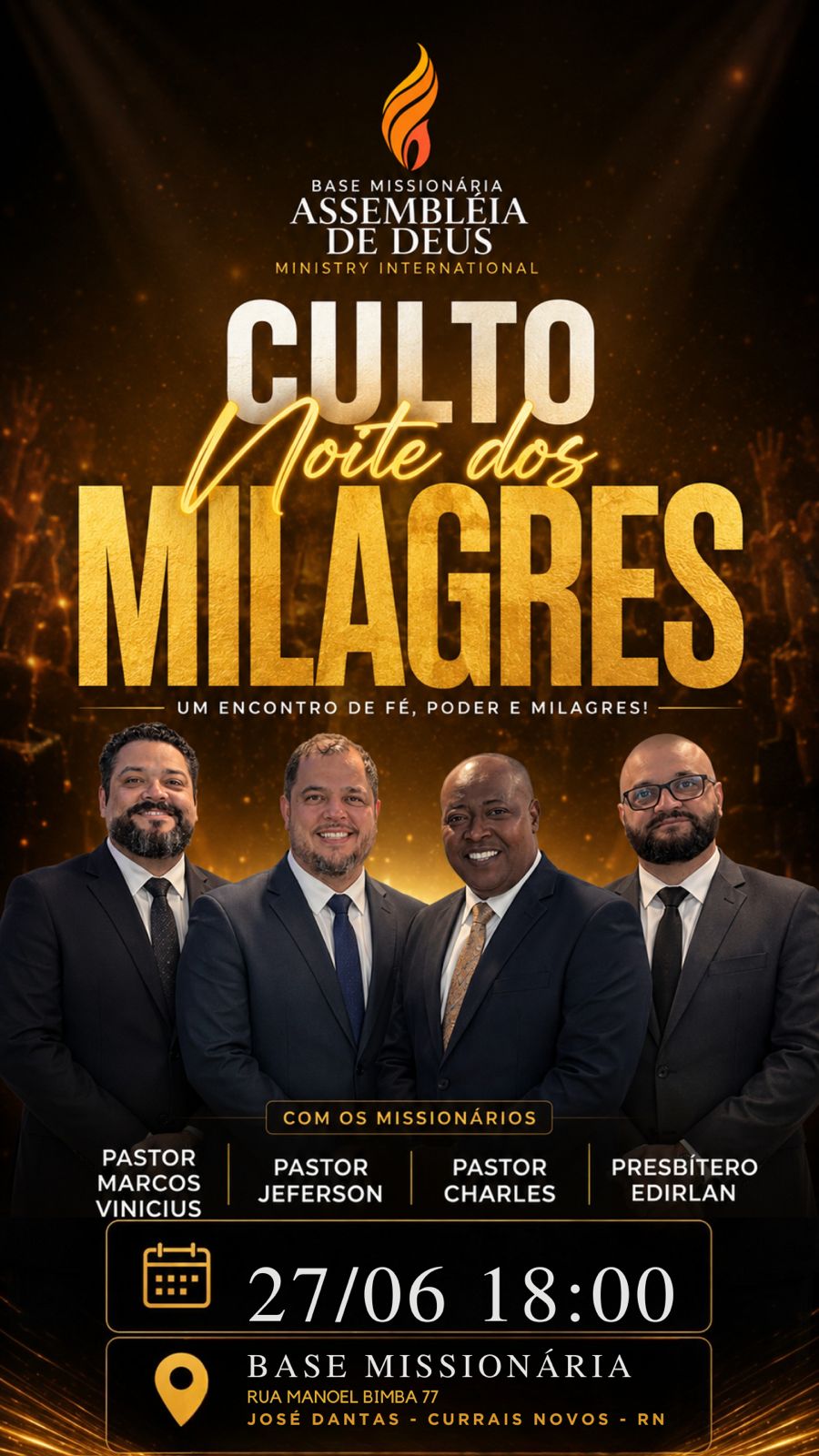 Religião | Currais Novos receberá o culto “Noite dos Milagres” no próximo dia 27