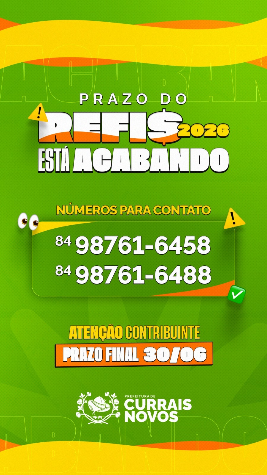 Prazo do Refis 2026 está na reta final: contribuintes têm até o dia 30 de junho para regularizar débitos