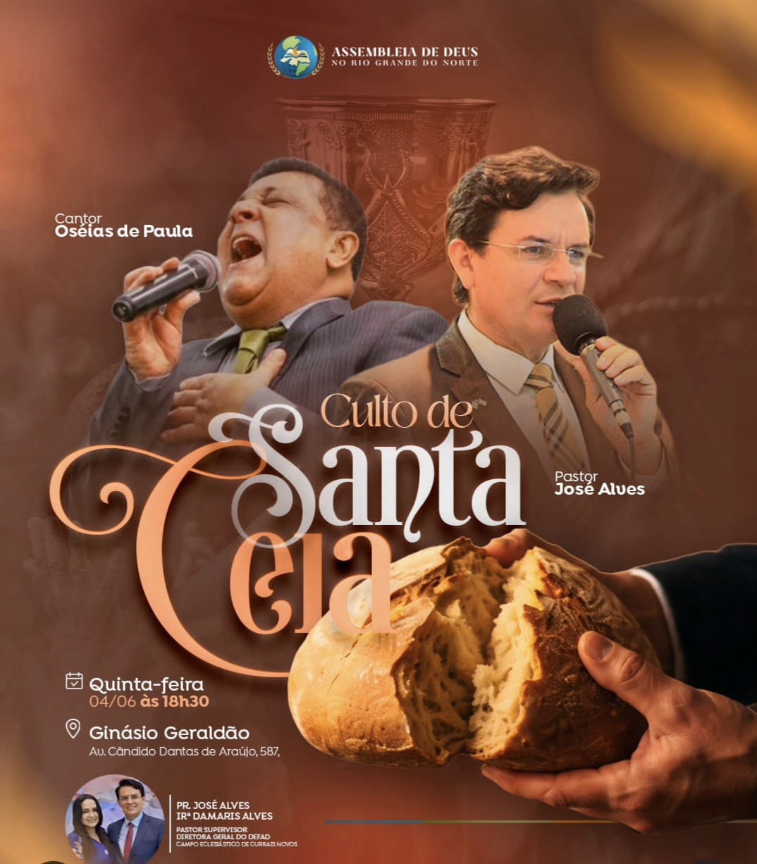 Assembleia de Deus realiza Santa Ceia Geral com participação do cantor Oseias de Paula em Currais Novos