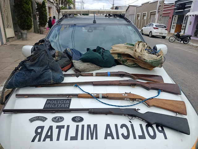 PM prende três suspeitos e apreende quatro espingardas durante patrulhamento rural em Cerro Corá