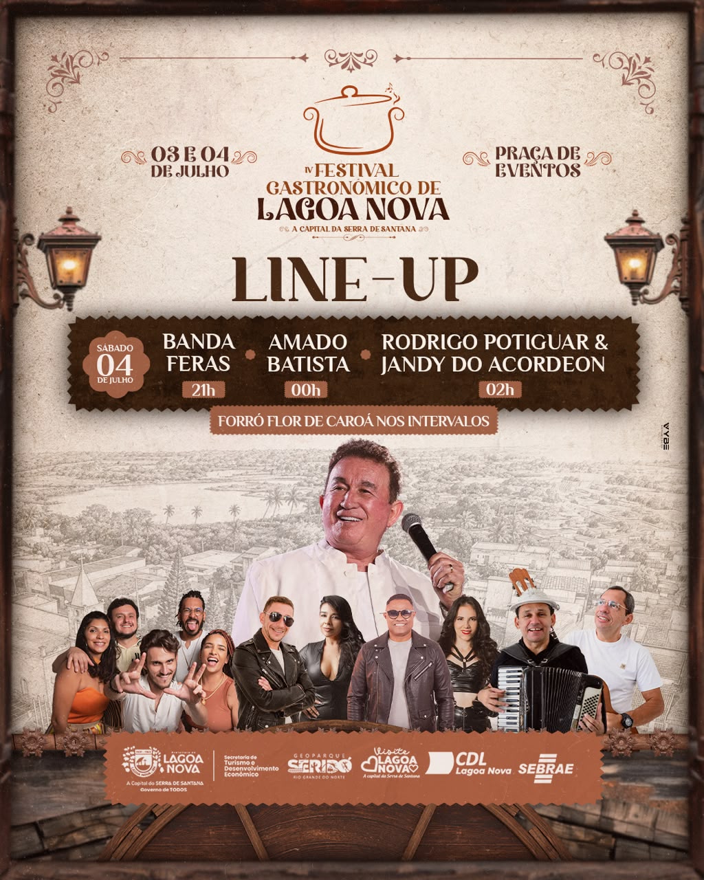 Festival Gastronômico de Lagoa Nova encerra programação neste sábado com Amado Batista como atração principal