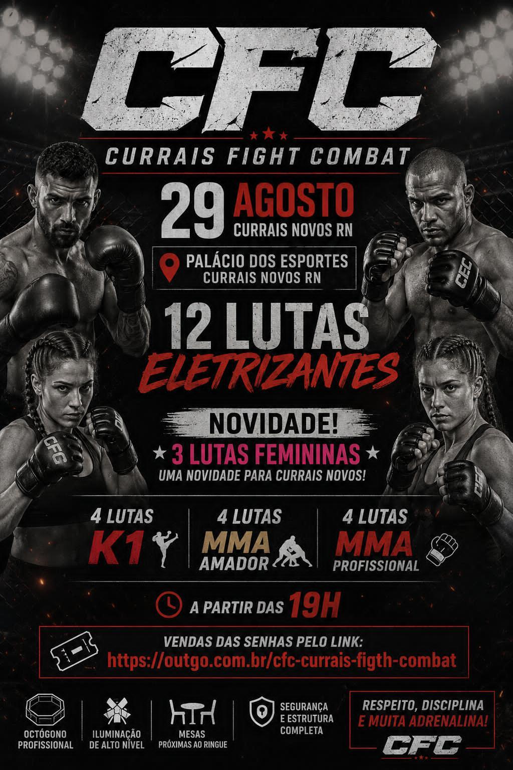 CFC – Currais Fight Combat promete noite histórica de lutas em Currais Novos no dia 29 de agosto