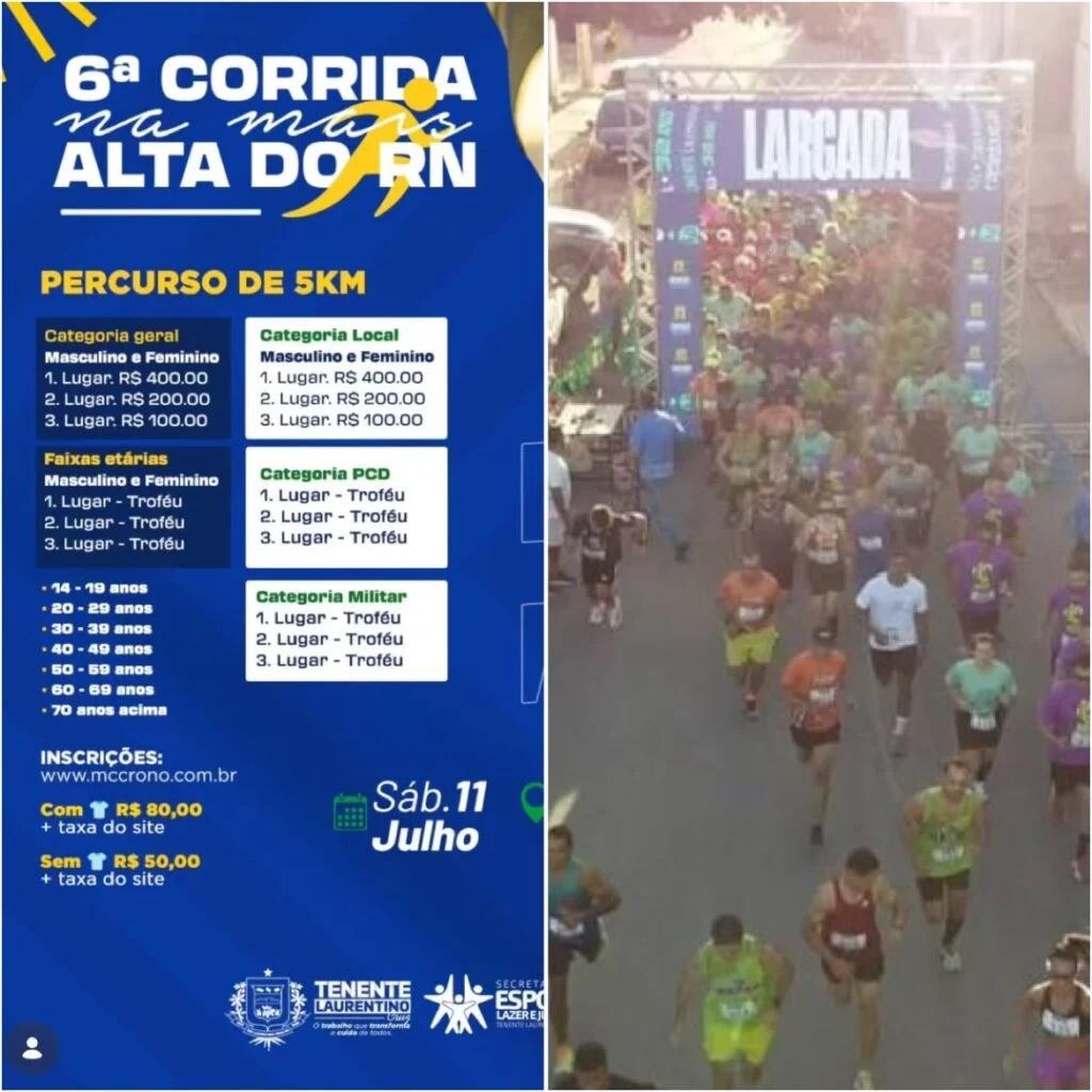 6ª ‘Corrida na Mais Alta do RN’ movimenta Tenente Laurentino Cruz no fim de semana; saiba como se inscrever