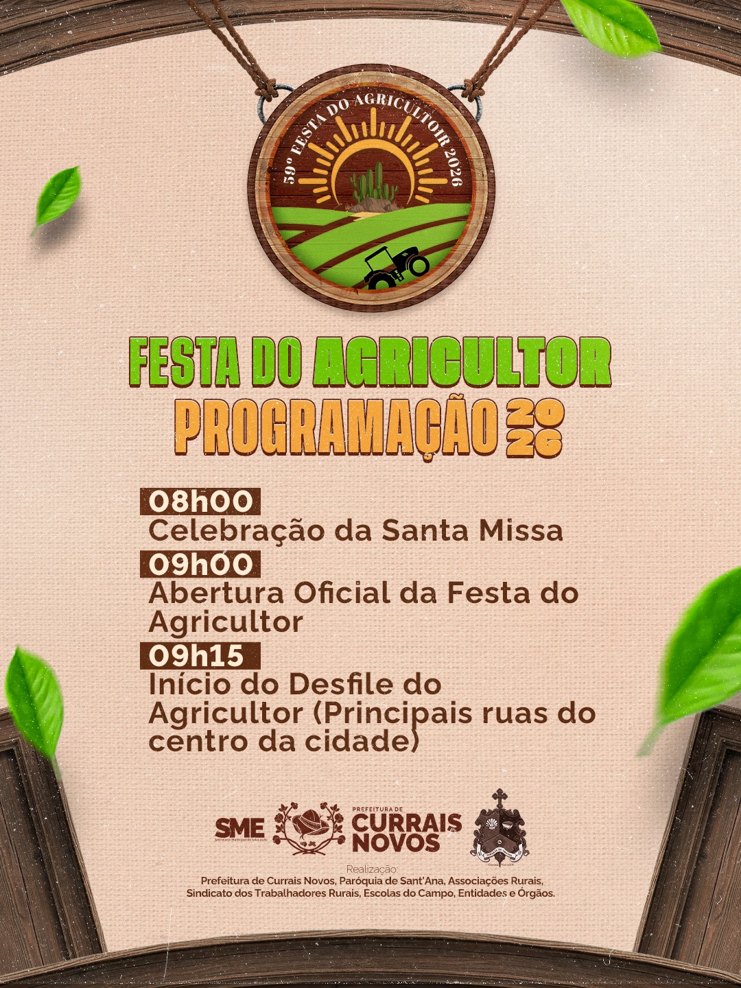 Agricultura | 59ª Festa do Agricultor 2026 acontece na próxima segunda-feira em Currais Novos