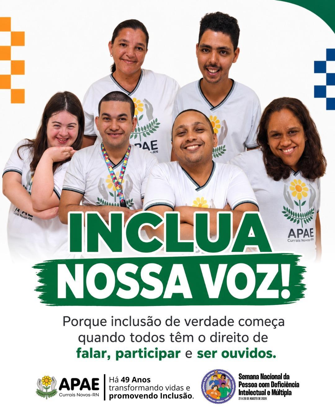 APAE Currais Novos confirma programação da Semana Nacional da Pessoa com Deficiência Intelectual e Múltipla
