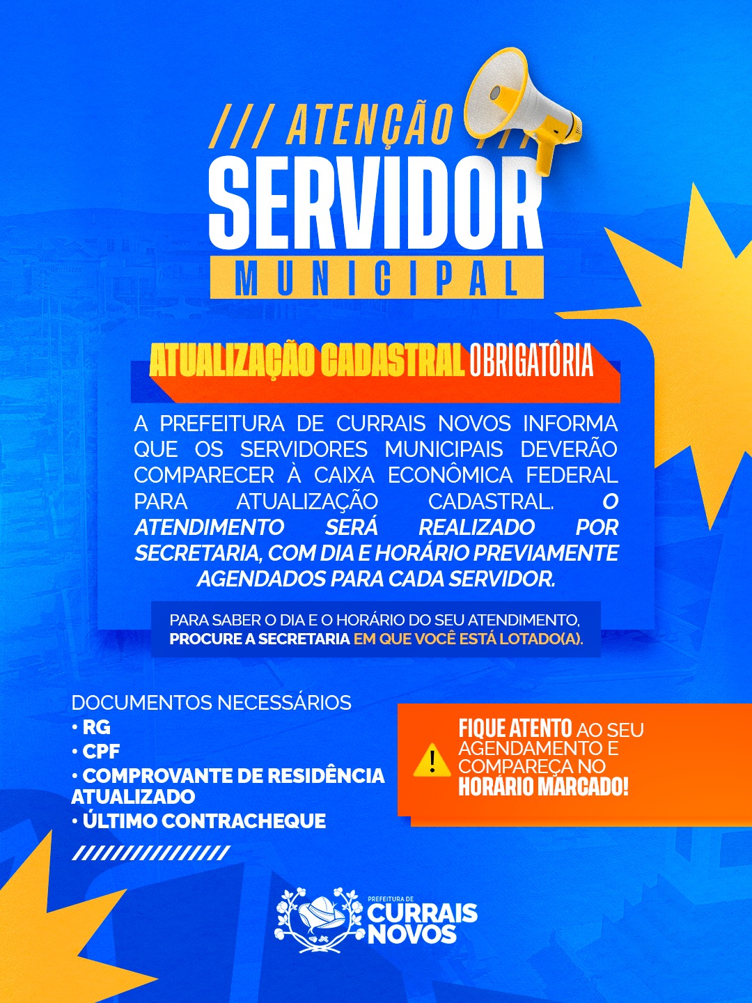 Administração | Prefeitura de Currais Novos convoca servidores para atualização cadastral