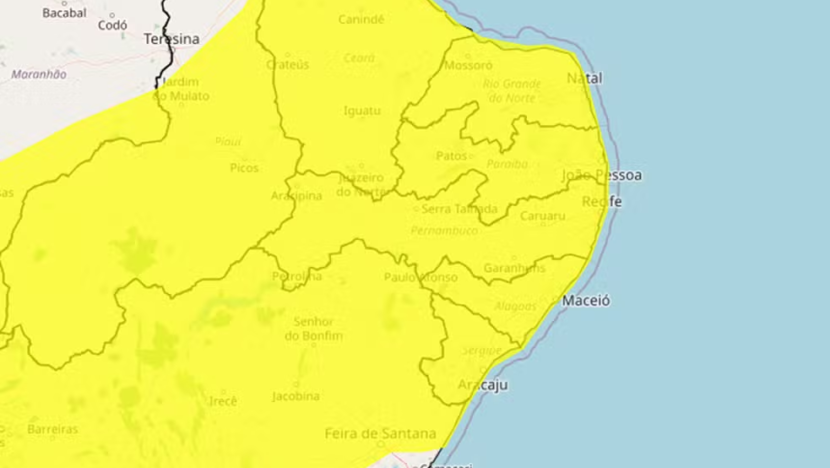 Inmet coloca todas as cidades do RN em alerta para vendaval neste sábado