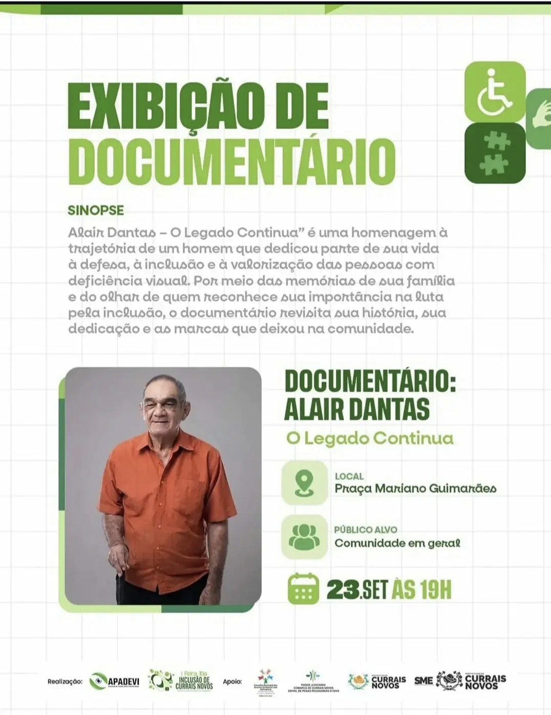 DOCUMENTÁRIO SOBRE A TRAJETÓRIA DE ALAIR DANTAS SERÁ EXIBIDO NA QUARTA-FEIRA (23) EM CURRAIS NOVOS