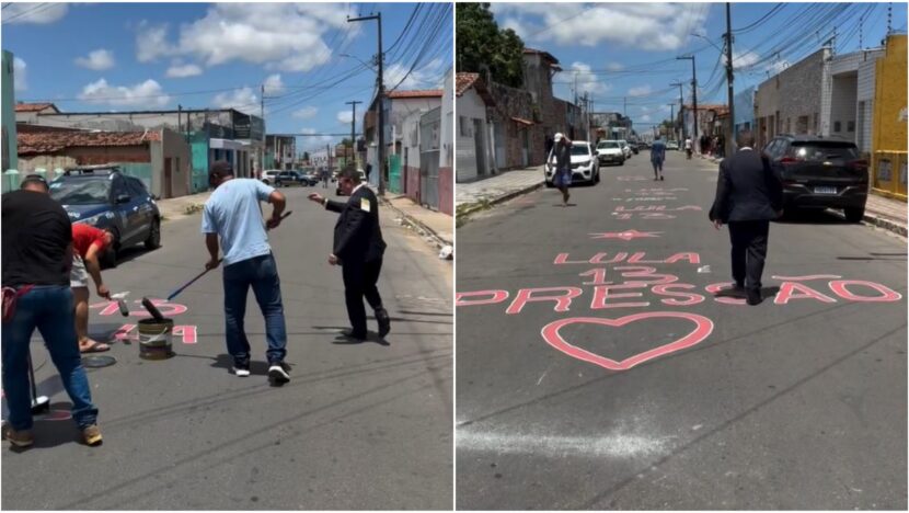 Juiz eleitoral manda retirar propaganda de Lula pintada em asfalto de rua de Ceará-Mirim