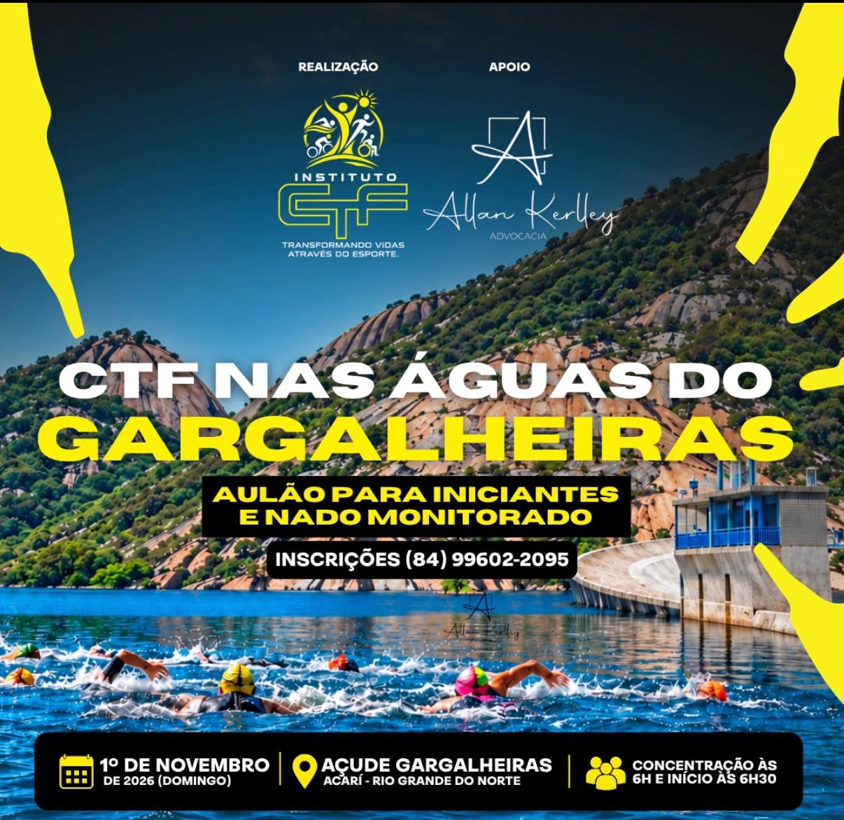 Açude Gargalheiras recebe evento de natação em águas abertas para iniciantes no dia 1º de novembro